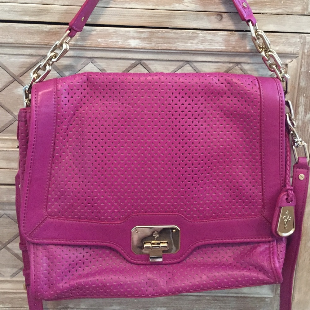 Fuschia leather bag